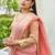 Pink plain linen linen-saree saree with blouse