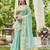Blue plain linen linen-saree saree with blouse