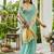 Blue plain linen linen-saree saree with blouse