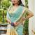 Blue plain linen linen-saree saree with blouse
