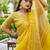 Yellow plain linen linen-saree saree with blouse