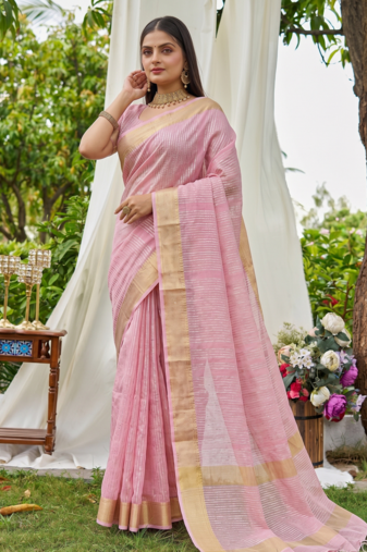 pink plain silk silk-sarees saree with blouse