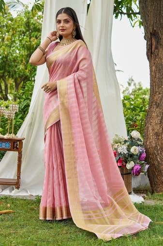 pink plain silk silk-sarees saree with blouse