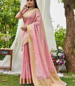 pink plain silk silk-sarees saree with blouse