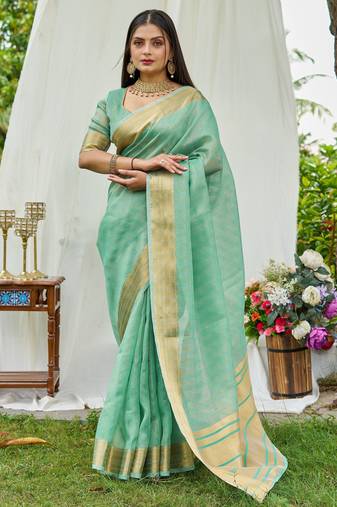 blue plain silk silk-sarees saree with blouse