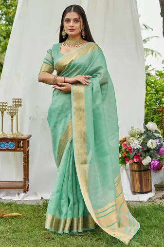 blue plain silk silk-sarees saree with blouse