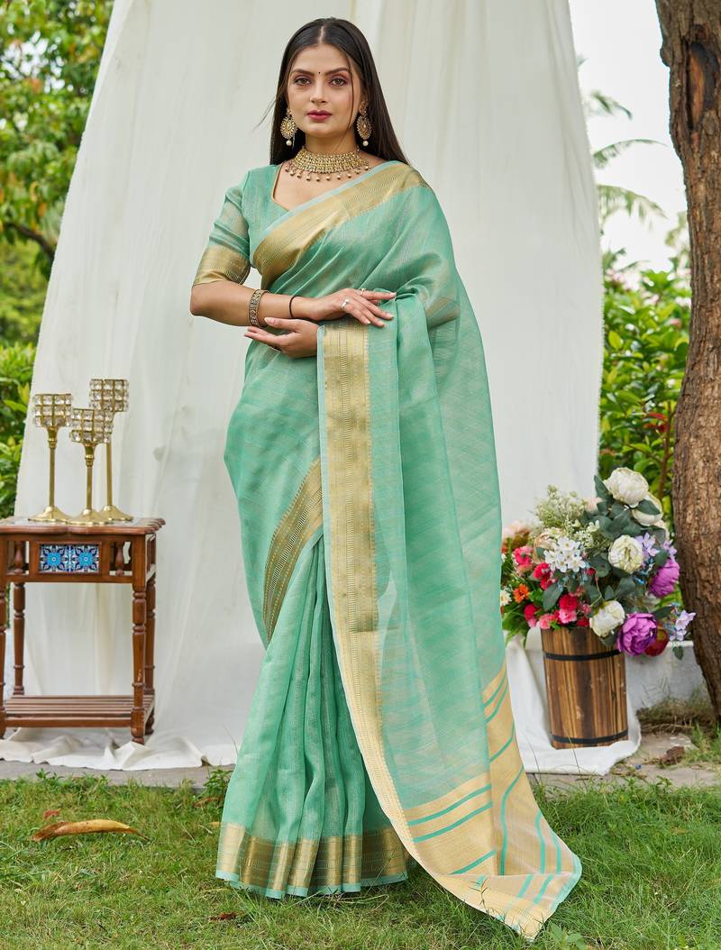 blue plain silk silk-sarees saree with blouse