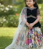 New Designer Kediya Style Chinon Silk Embroidery Work Black Readymade Lehenga Choli