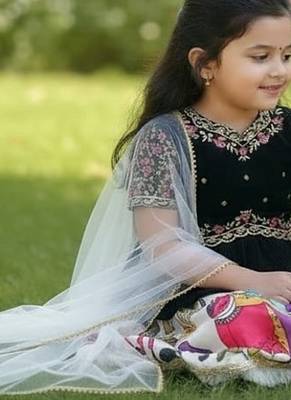 New Designer Kediya Style Chinon Silk Embroidery Work Black Readymade Lehenga Choli 6