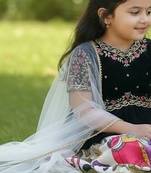 New Designer Kediya Style Chinon Silk Embroidery Work Black Readymade Lehenga Choli