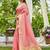 peach plain silk silk-sarees saree with blouse