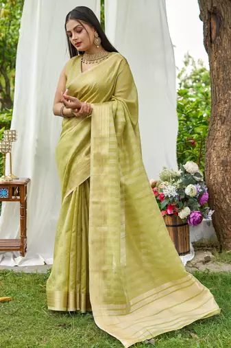 green plain silk silk-sarees saree with blouse