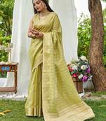 green plain silk silk-sarees saree with blouse