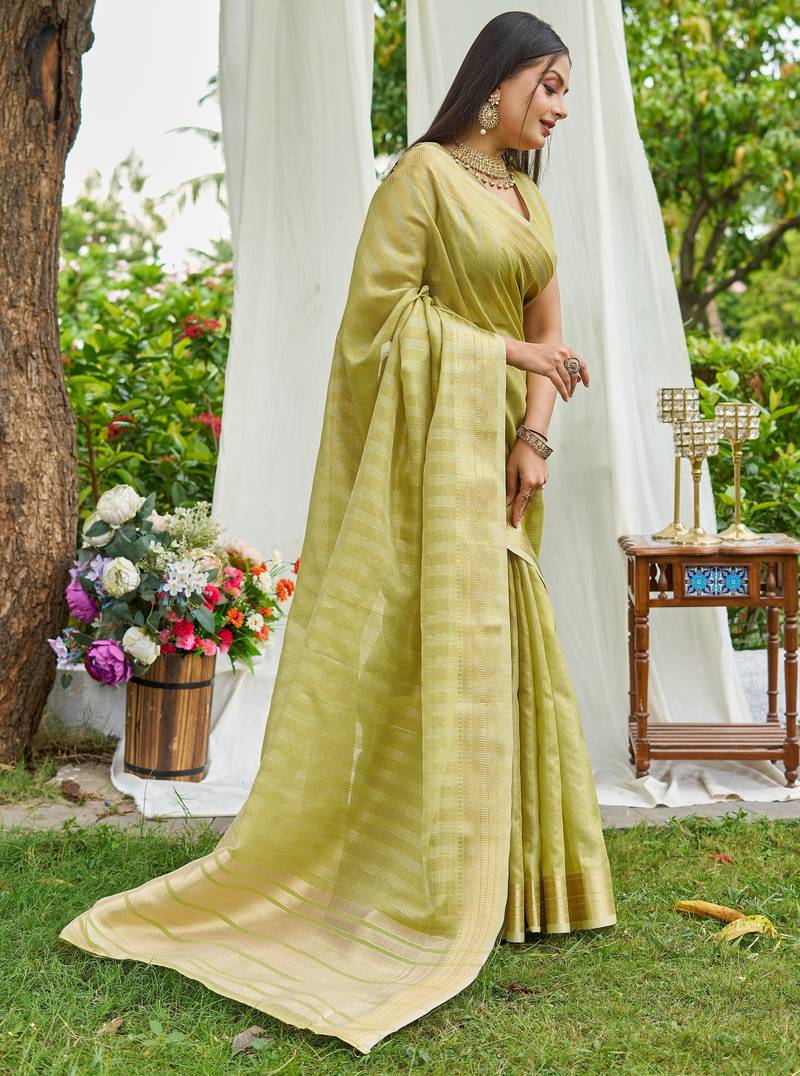 green plain silk silk-sarees saree with blouse