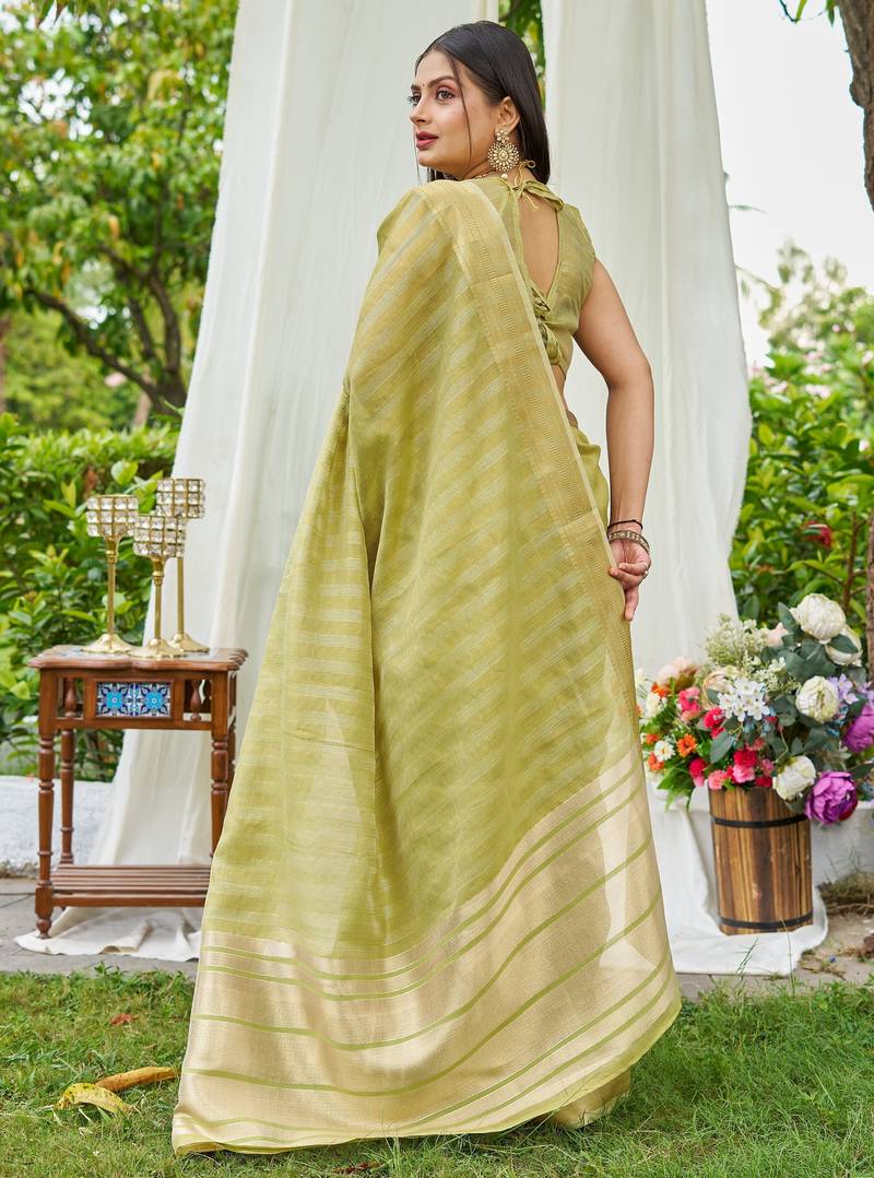 green plain silk silk-sarees saree with blouse