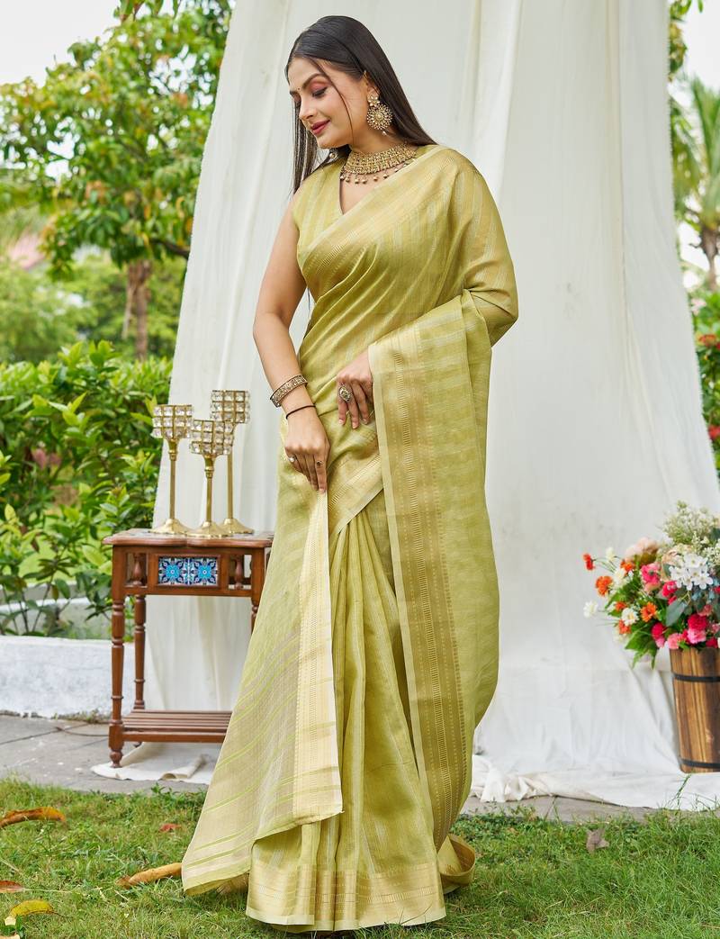 green plain silk silk-sarees saree with blouse