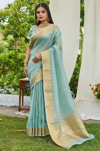 blue plain silk silk-sarees saree with blouse