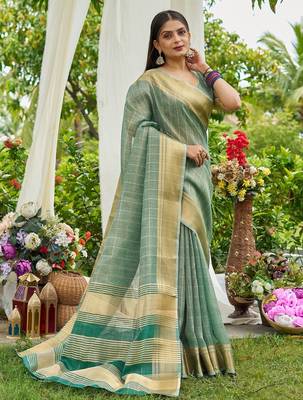 Blue plain tissue tissue-sarees saree with blouse 1