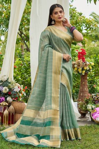 Blue plain tissue tissue-sarees saree with blouse
