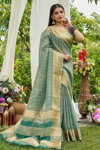 Blue plain tissue tissue-sarees saree with blouse