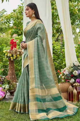 Blue plain tissue tissue-sarees saree with blouse