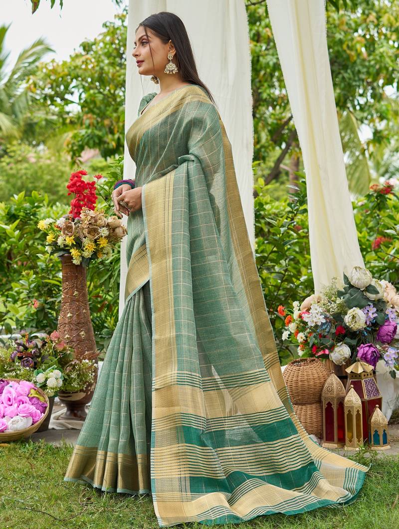 Blue plain tissue tissue-sarees saree with blouse