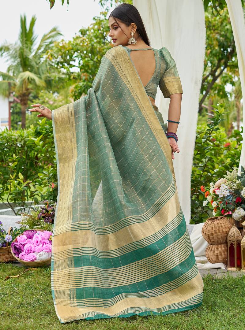 Blue plain tissue tissue-sarees saree with blouse