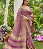 Purple plain tissue tissue-sarees saree with blouse