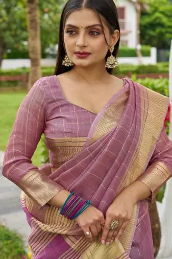 Purple plain tissue tissue-sarees saree with blouse