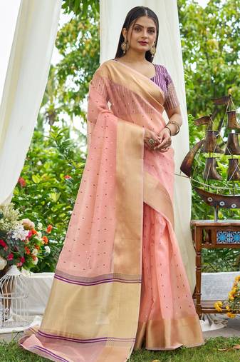 pink plain silk silk-sarees saree with blouse