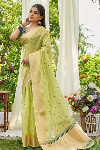 green plain silk silk-sarees saree with blouse