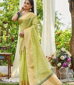 green plain silk silk-sarees saree with blouse