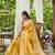 yellow plain silk silk-sarees saree with blouse