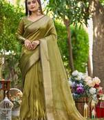 Green plain tissue tissue-sarees saree with blouse