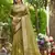 Green plain tissue tissue-sarees saree with blouse