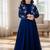 Viscos velvet embroidery work royal blue readymade gown