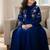 Viscos velvet embroidery work royal blue readymade gown