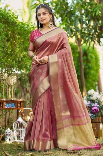 Maroon plain tissue tissue-sarees saree with blouse