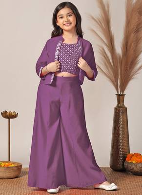 Lavender roman cottonembroidered designer plazzo with jacket 1