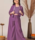 Lavender roman cottonembroidered designer plazzo with jacket