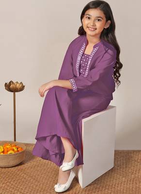 Lavender roman cottonembroidered designer plazzo with jacket 3