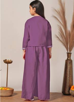 Lavender roman cottonembroidered designer plazzo with jacket 4