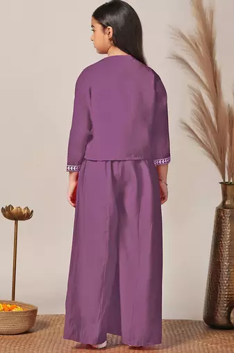 Lavender roman cottonembroidered designer plazzo with jacket