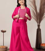 Pink roman cottonembroidered designer plazzo with jacket