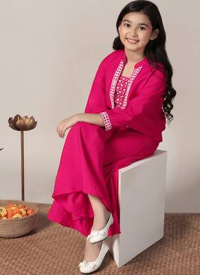 Pink roman cottonembroidered designer plazzo with jacket 3