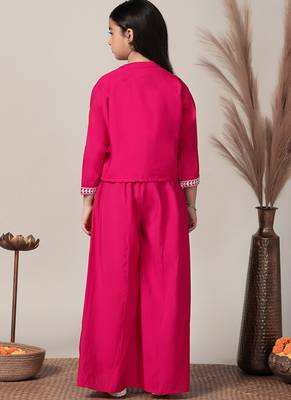 Pink roman cottonembroidered designer plazzo with jacket 5