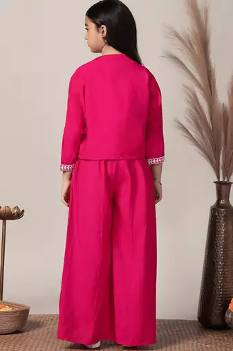 Pink roman cottonembroidered designer plazzo with jacket