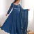 blue georgette anarkali gown with dupatta