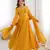 yellow georgette anarkali gown with dupatta