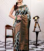 sky green soft art silk banarasi jacuard work designer party wear saree with unstitched blouse piece